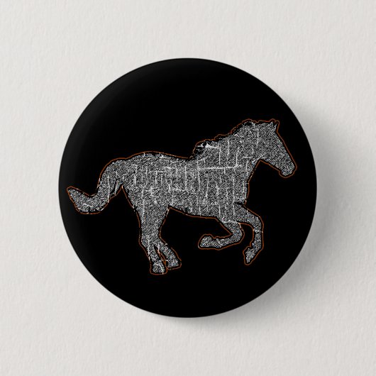 zwarte paard ronde button 5,7 cm (Voorkant)