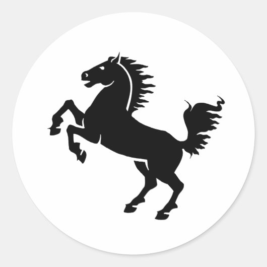 zwarte paard ronde sticker (Voorkant)