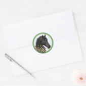 Zwarte Paard Ronde Stickers (Envelop)
