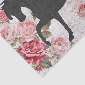 Zwarte Paard Roze Rose Script Collage Decoupage Tissuepapier (Detail)