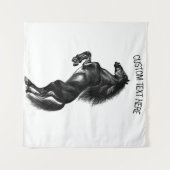 Zwarte Paard Tapestry met aangepaste tekst Wandkleed (Voorkant (horizontaal))