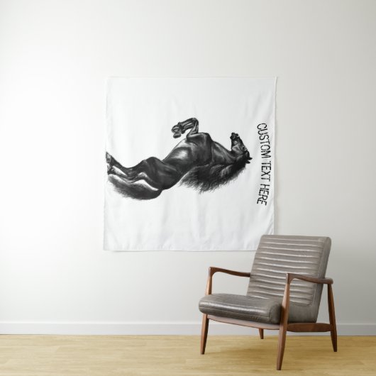 Zwarte Paard Tapestry met aangepaste tekst Wandkleed (In Situ (horizontaal))