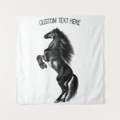 Zwarte Paard Tapestry met aangepaste tekst Wandkleed (Voorkant)