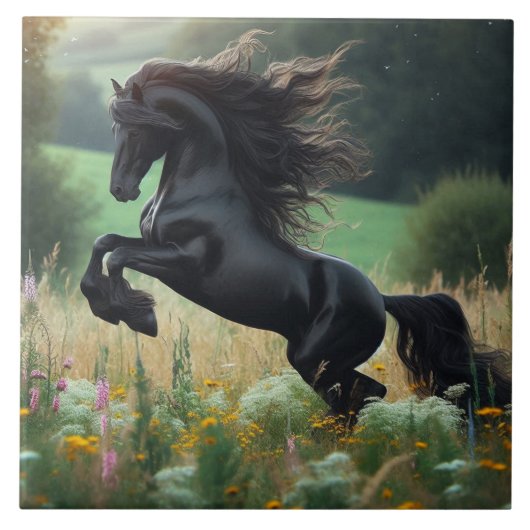 Zwarte Paard Tegeltje (Voorkant)