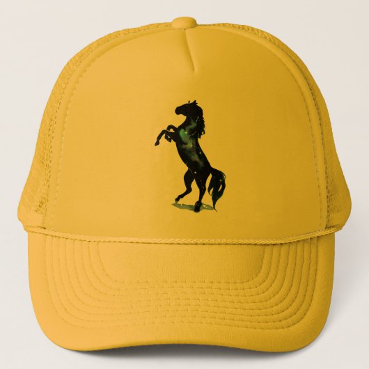 Zwarte paard Trucker Hoed Pet (Voorkant)