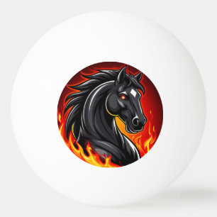 🔥 Zwarte Paard Vurige Gloeiende Ogen Wilde Geest  Pingpongbal