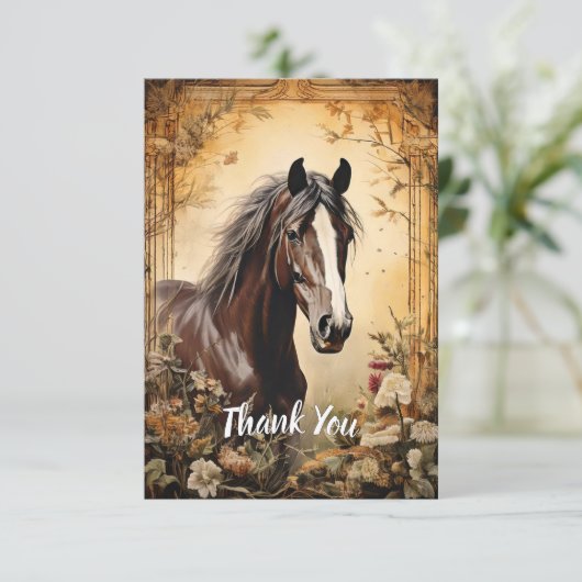 Zwarte paarden bedankkaart (Staand voorkant)