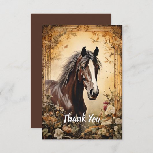 Zwarte paarden bedankkaart (Voorkant / Achterkant)