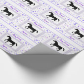 Zwarte Paarden Birtthday Wrapping Paper Cadeaupapier (Hoek)
