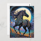 Zwarte paarden briefkaart (Voorkant / Achterkant)