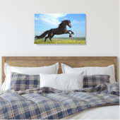 Zwarte paarden canvas afdruk (Insitu (Slaapkamer))