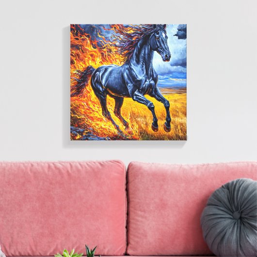 Zwarte paarden canvas afdruk (Insitu (Woonkamer))
