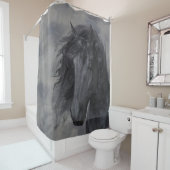 Zwarte paarden douchegordijn (In situ)