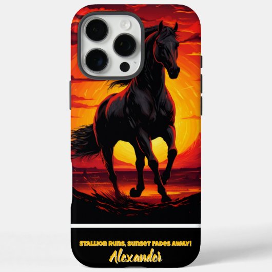 Zwarte paarden galop bij zonsondergang Case-Mate iPhone case (Achterkant)