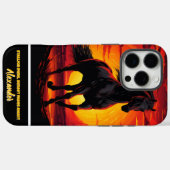 Zwarte paarden galop bij zonsondergang Case-Mate iPhone case (Achterkant (horizontaal))
