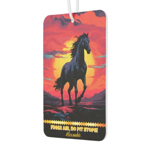 Zwarte paarden galopperen bij zonsondergang door b luchtverfrisser (Links)