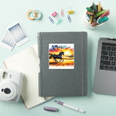 Zwarte paarden galopperen in Golden Fields Sticker (iPad Cover)