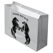 Zwarte Paarden Gift Bag Gepersonaliseerde aangepas Groot Cadeauzakje (Voorkant Gekanteld)