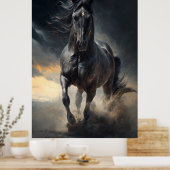 Zwarte paarden in het storm schilderen poster (Keuken)