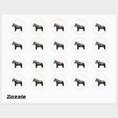 Zwarte paarden met Rozen Ronde Sticker (Vel)