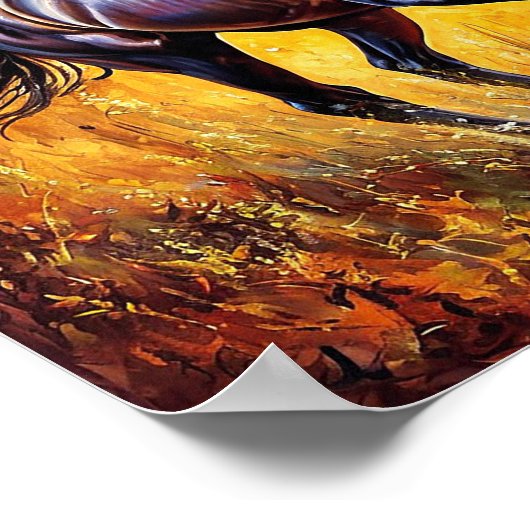 Zwarte paarden poster (Hoek)