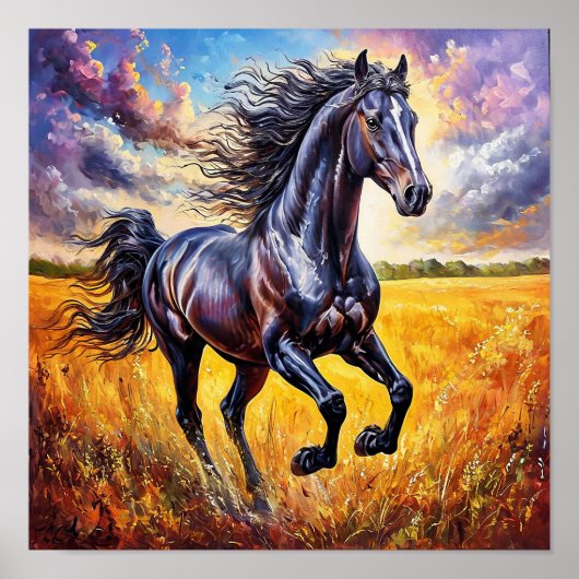 Zwarte paarden poster (Voorkant)