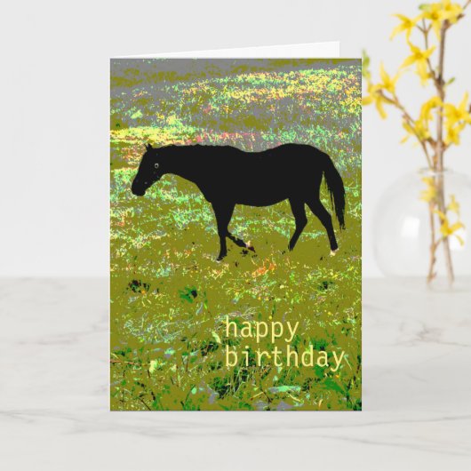 Zwarte paardendag kaart (Gele Bloem)