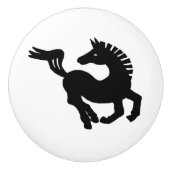 Zwarte paardengaloppers keramische knop (Voorkant)