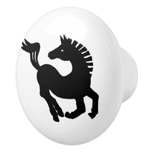 Zwarte paardengaloppers keramische knop (Rechts)