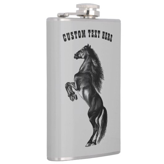 Zwarte Paardenkolf met aangepaste tekst Heupfles (Rechts)