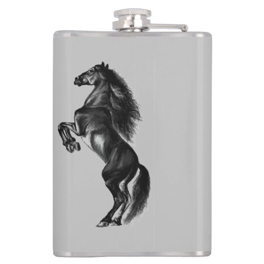 Zwarte Paardenkolf met aangepaste tekst Heupfles (Achterkant)