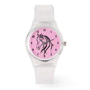 Zwarte paardenkop horloge