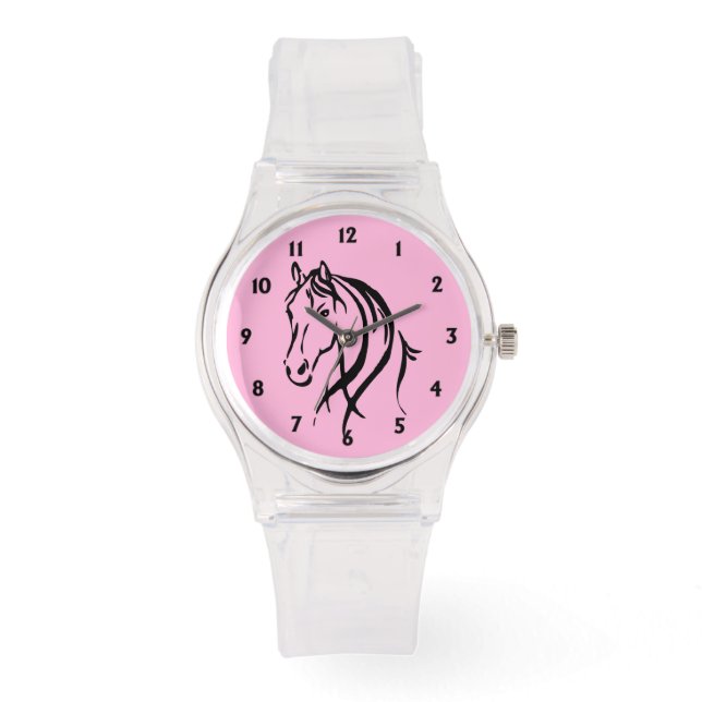 Zwarte paardenkop horloge (Voorkant)