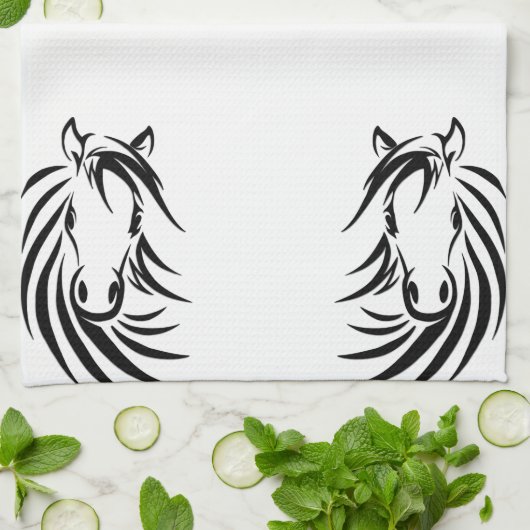 Zwarte paardenkop theedoek (Gevouwen)