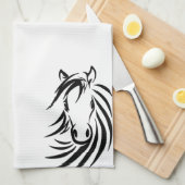 Zwarte paardenkop theedoek (Quarter Fold)