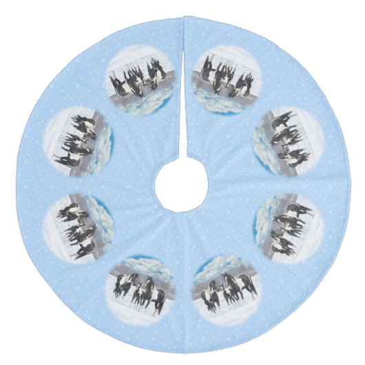 zwarte paardenpestjes met kwartsverf in sneeuw fleece kerstboom rok (Voorkant)