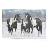 zwarte paardenpestjes met kwartsverf in sneeuw kussensloop (Achterkant-Links)