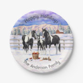 zwarte paardenpestjes met kwartsverf in sneeuw papieren bordje (Voorkant)