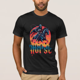 Zwarte paardenschedel Halloween nacht T-shirt