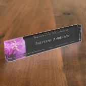 Zwarte Paars Gold Abstracte alcoholinkt Naambordje (Zijkant)