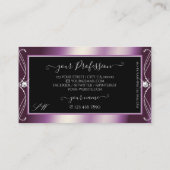 Zwarte Paars sparkle Diamonds Initialen met schuif Visitekaartje (Achterkant)