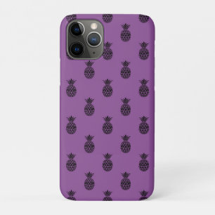 Zwarte Paarse Ananas Tropisch Fruit Zomer Case-Mate iPhone Case
