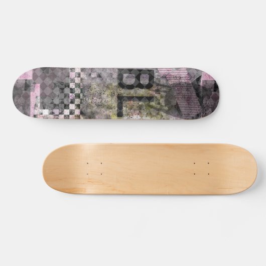 Zwarte paarse b collage kunst op skateboard (Horizontaal)