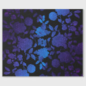 Zwarte Paarse Blauwe Ombre Moderne  Bloemen Cadeaupapier (Vlak)