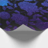 Zwarte Paarse Blauwe Ombre Moderne  Bloemen Cadeaupapier (Hoek)