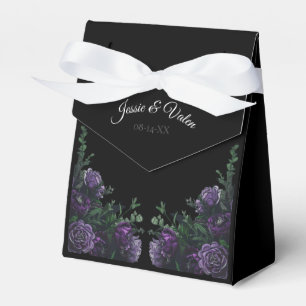 Zwarte Paarse Bloemen Elegante Huwelijk Bedankdoosjes