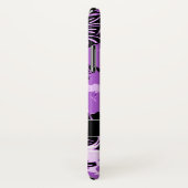  zwarte paarse bloemen Monogram Case-Mate iPhone Case (Achterkant / rechts)