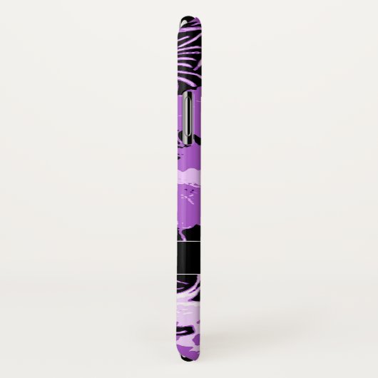  zwarte paarse bloemen Monogram Case-Mate iPhone Case (Achterkant / rechts)