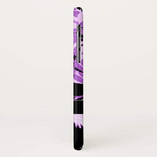  zwarte paarse bloemen Monogram Case-Mate iPhone Case (Achterkant/links)