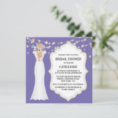 Zwarte paarse bruidbruidskaartjes kaart (Staand voorkant)